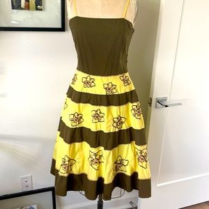 Anthropologie Festive beaded adjustable strap dress .